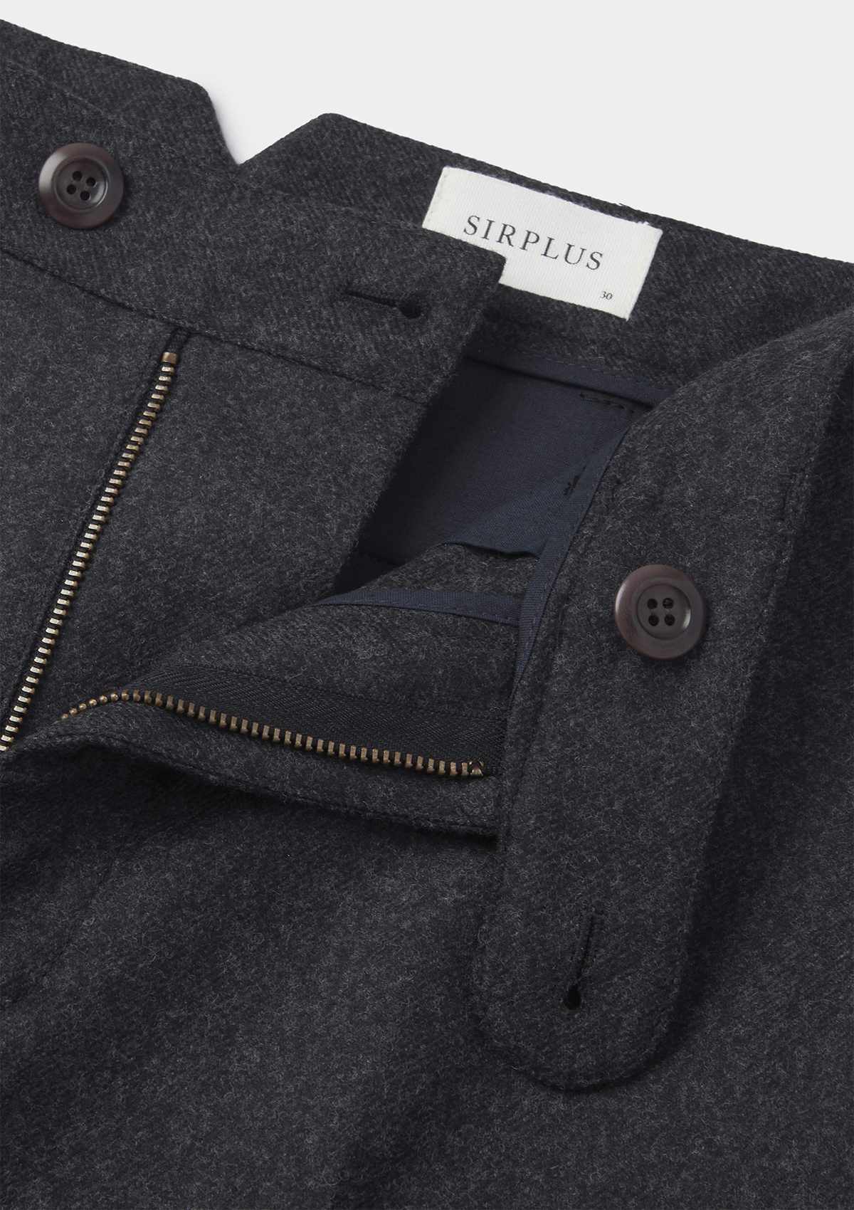 Anthracite Wool Cashmere Flannel Trousers
