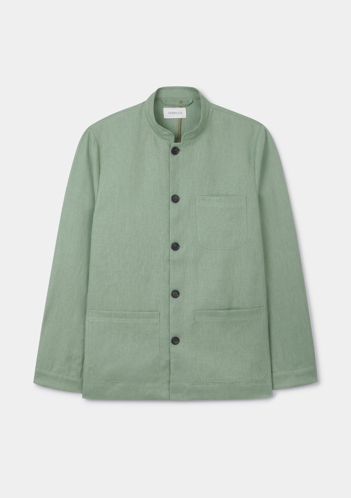 Ash Green Linen Casual Nehru Jacket, Nehru Jacket - SIRPLUS