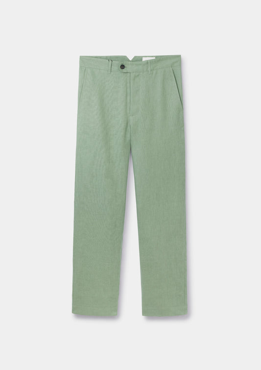 Ash Green Linen Casual Trousers, Chinos - SIRPLUS