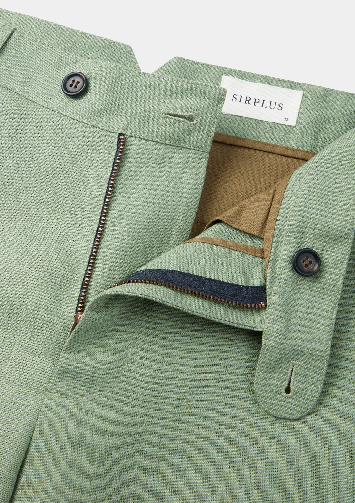 Ash Green Linen Casual Trousers, Chinos - SIRPLUS