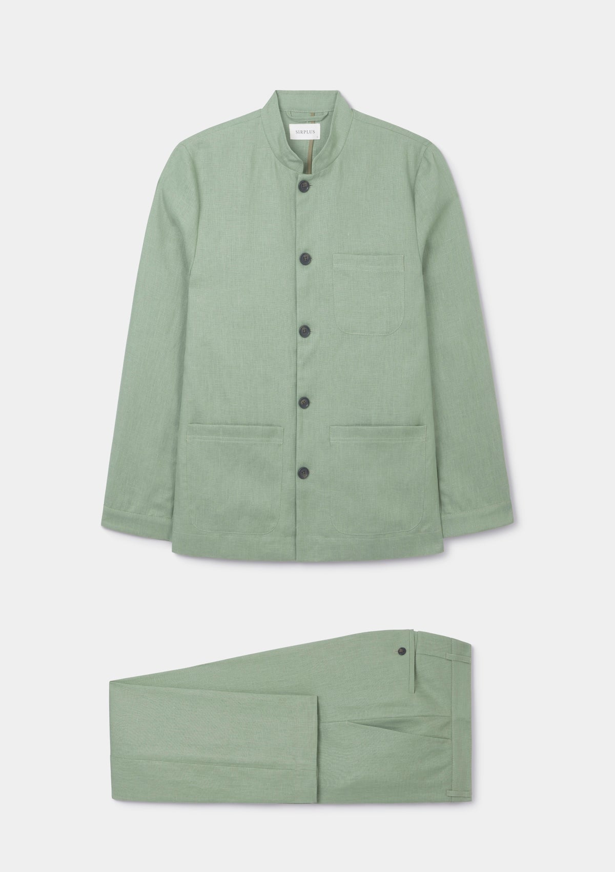 Ash Green Linen Casual Suit, Suits - SIRPLUS