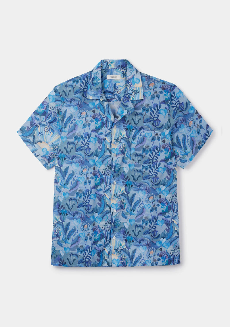 Blue Una Landscape Cuban Shirt - Made With Liberty Fabrics, Cuban Shirt - SIRPLUS
