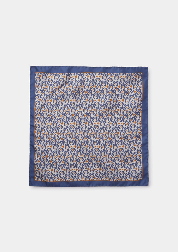 Blue Abstract Flower Print Pocket Square