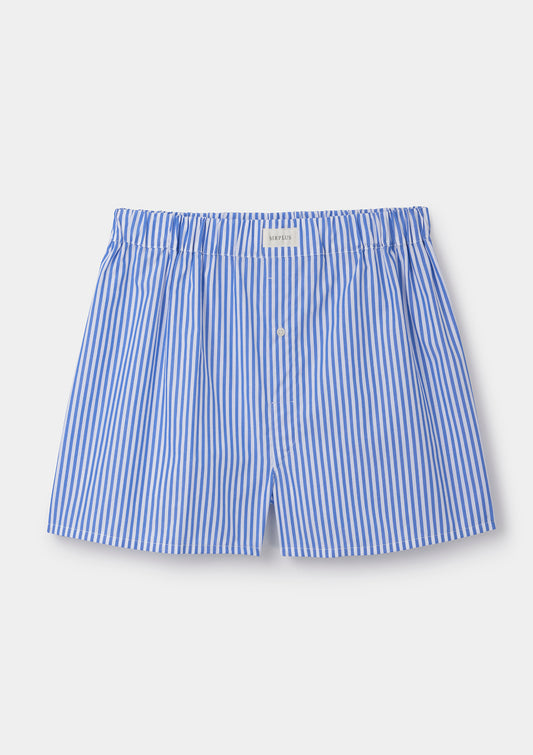 Blue Bengal Stripe Cotton Boxer Shorts by SIRPLUS