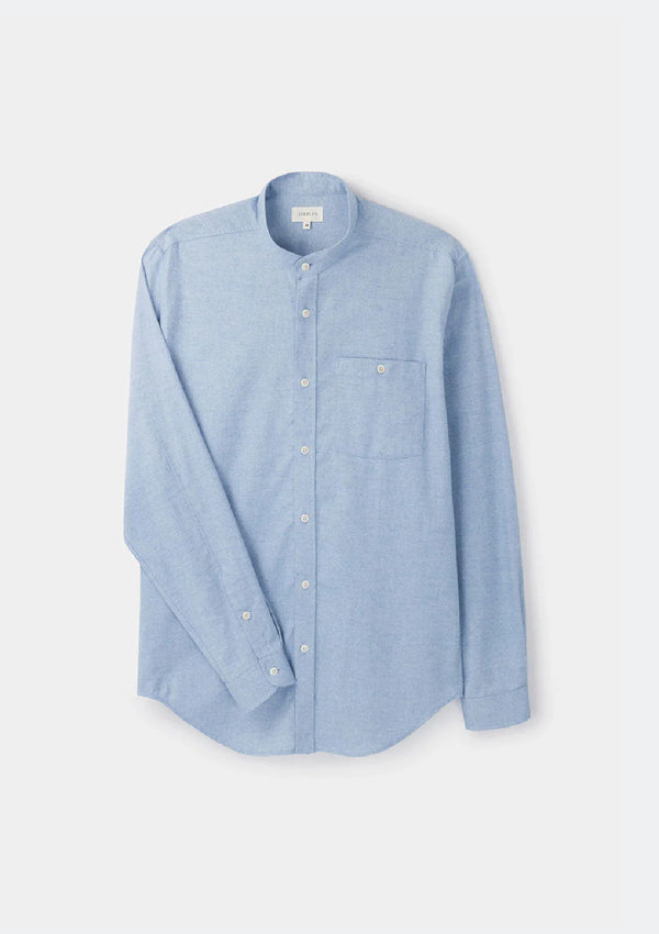 Pale Blue Cotton Cashmere Grandad Shirt by SIRPLUS