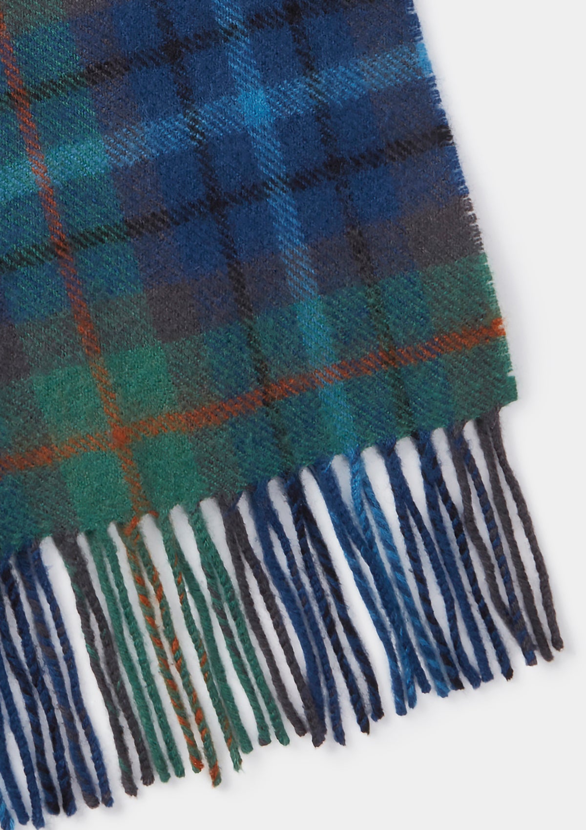 Blue & Green Tartan Lambswool Scarf