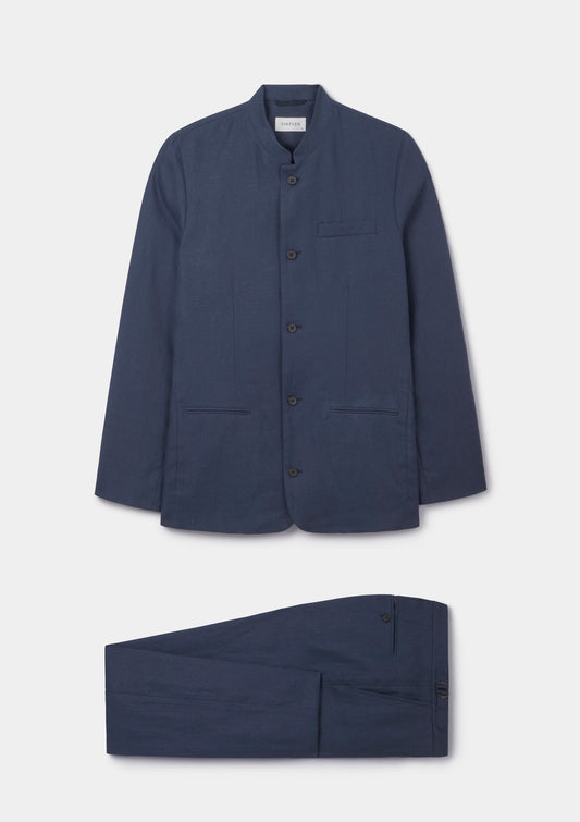 Blue Nights Linen Nehru Jacket, Nehru Jacket - SIRPLUS