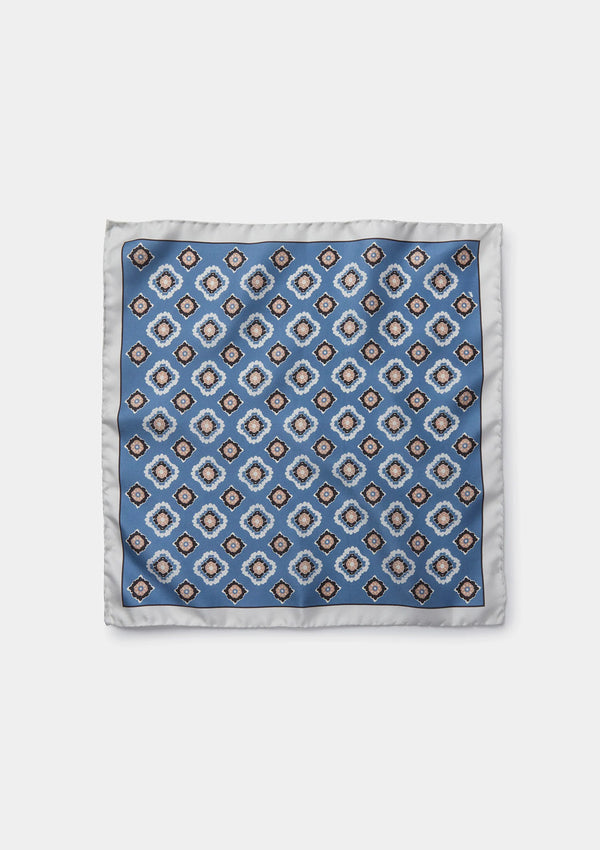 Blue Tile Print Pocket Square