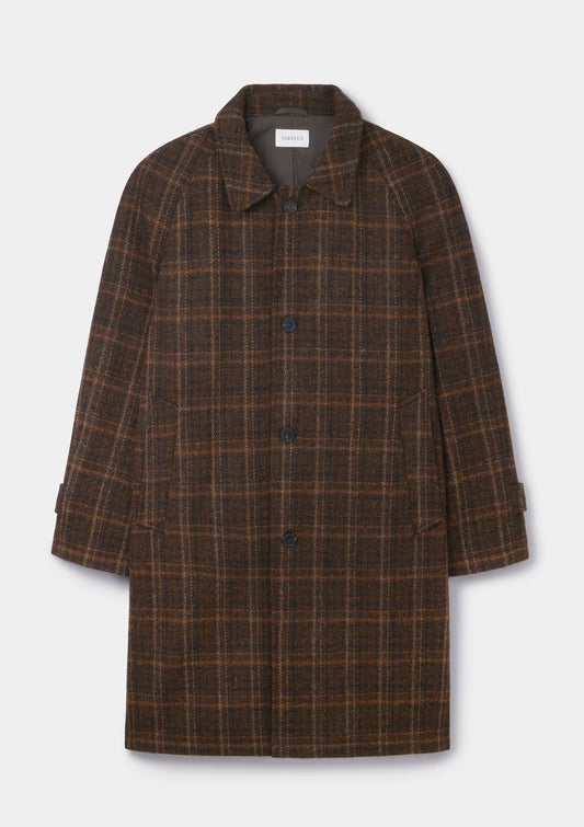 Brown Check Harris Tweed Overcoat