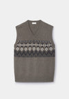 Brown Icelandic Style Lambswool Vest, Knit Vest - SIRPLUS