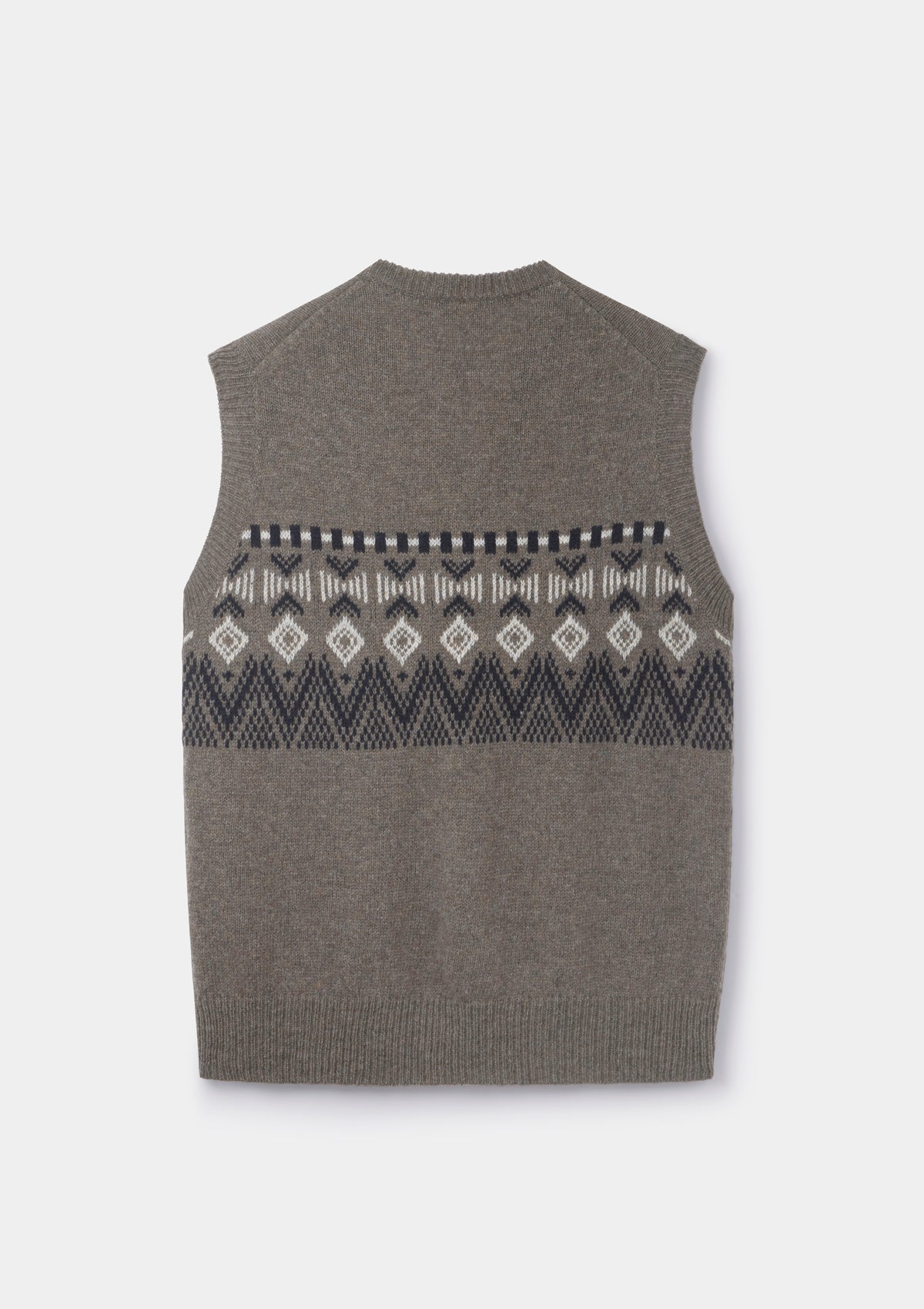 Brown Icelandic Style Lambswool Vest, Knit Vest - SIRPLUS