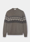 Brown Icelandic Style Crew Neck Jumper, Knitwear - SIRPLUS