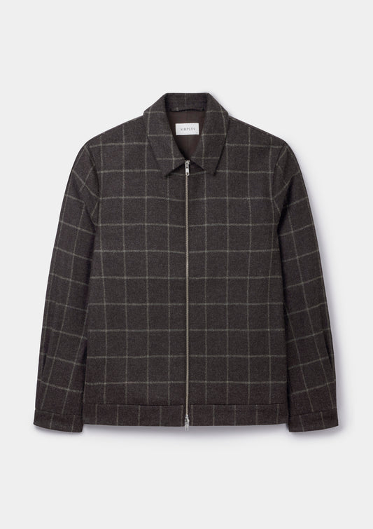 Brown Window Check Zip Jacket