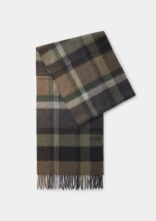 Brown & Green Tartan Cashmere Scarf by SIRPLUS