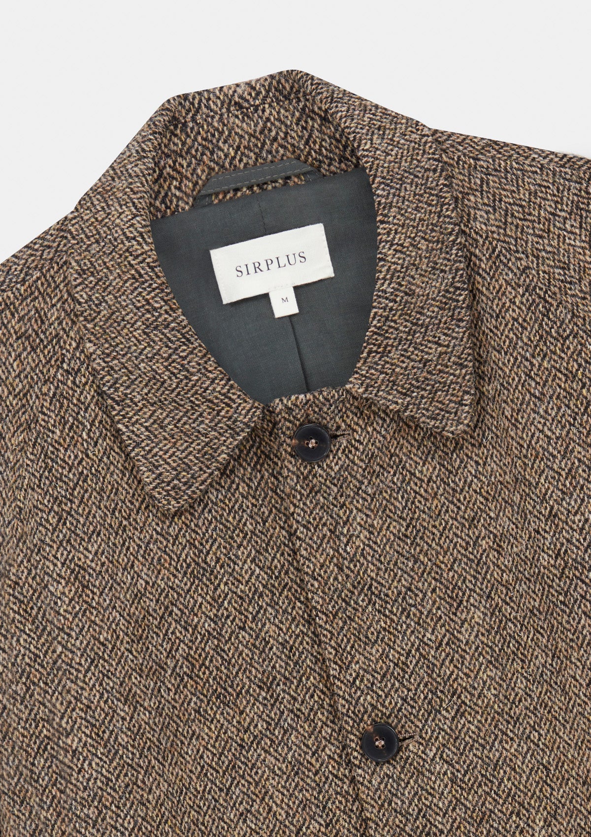 Brown Harris Tweed Herringbone Wool Raglan Overcoat