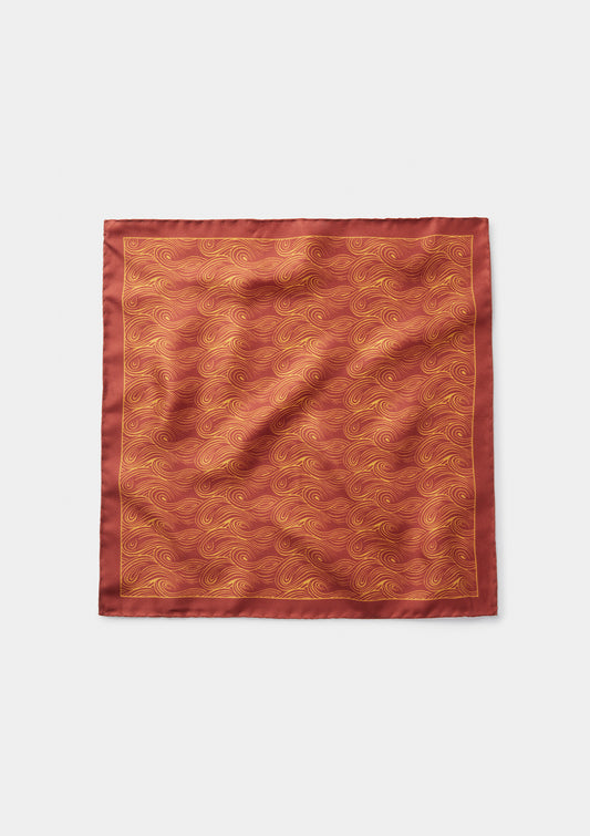 Burgundy Waves Silk Pocket Square by SIRPLUS