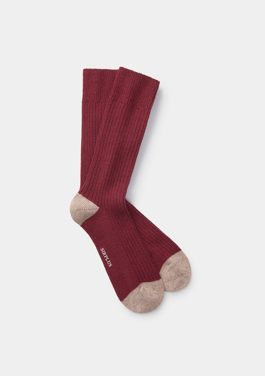 Burgundy & Oatmeal Wool Cashmere Blend Socks by SIRPLUS