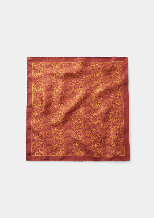 Burgundy Waves Silk Pocket Square