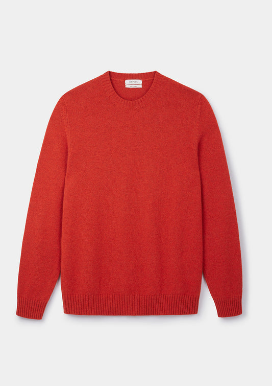 Tomato Red Cashmere Crew Neck Jumper, Crew Neck Jumper - SIRPLUS