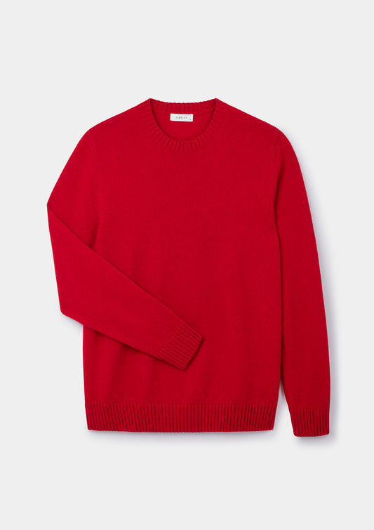 Chilli Red Lambswool Crew Neck Jumper