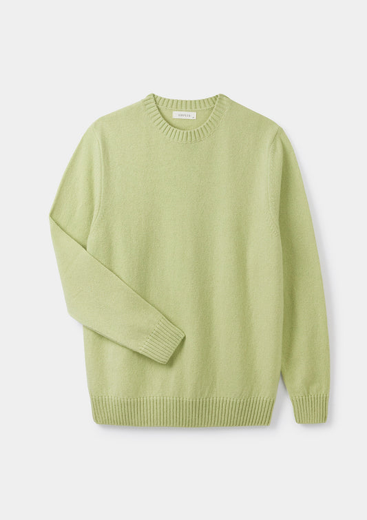 Celery Green Lambswool Crew Neck Jumper