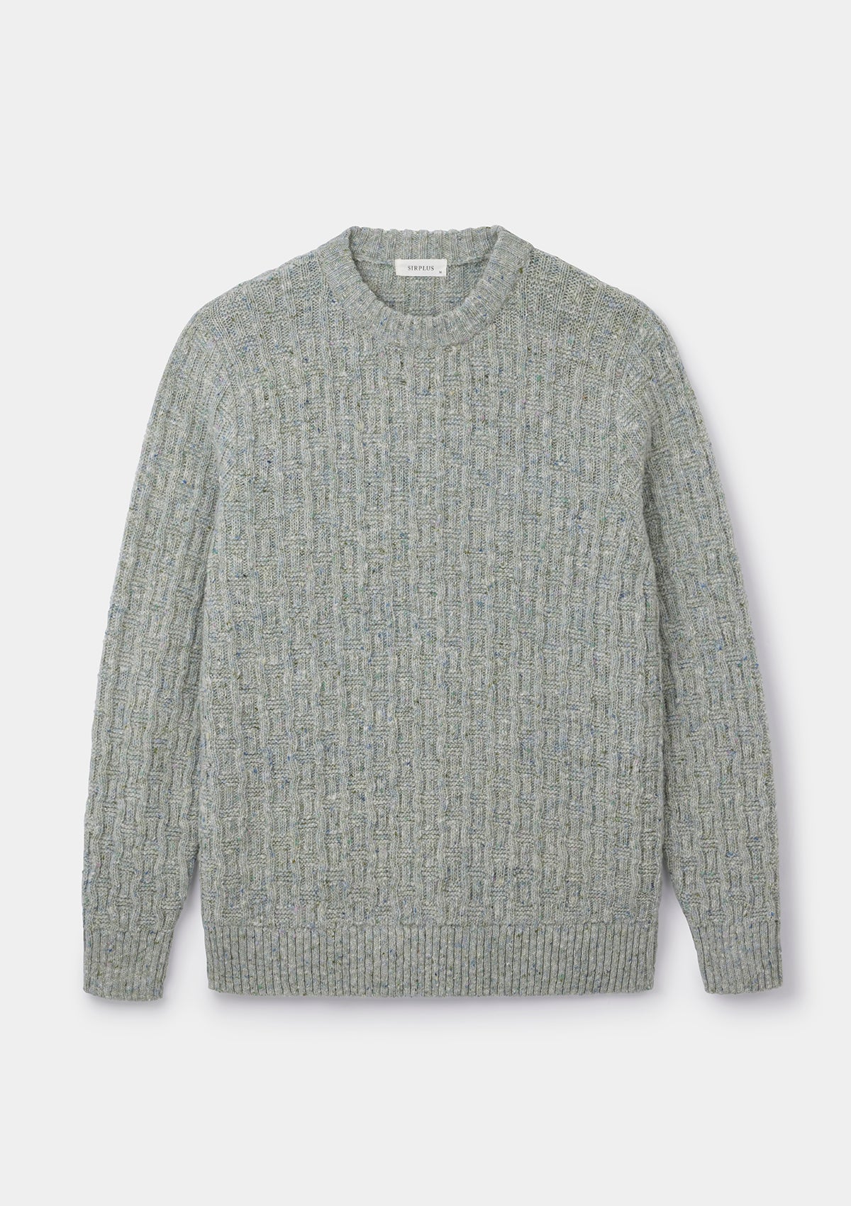 Mist Donegal Wool Cable Jumper, Crew Neck Jumper - SIRPLUS