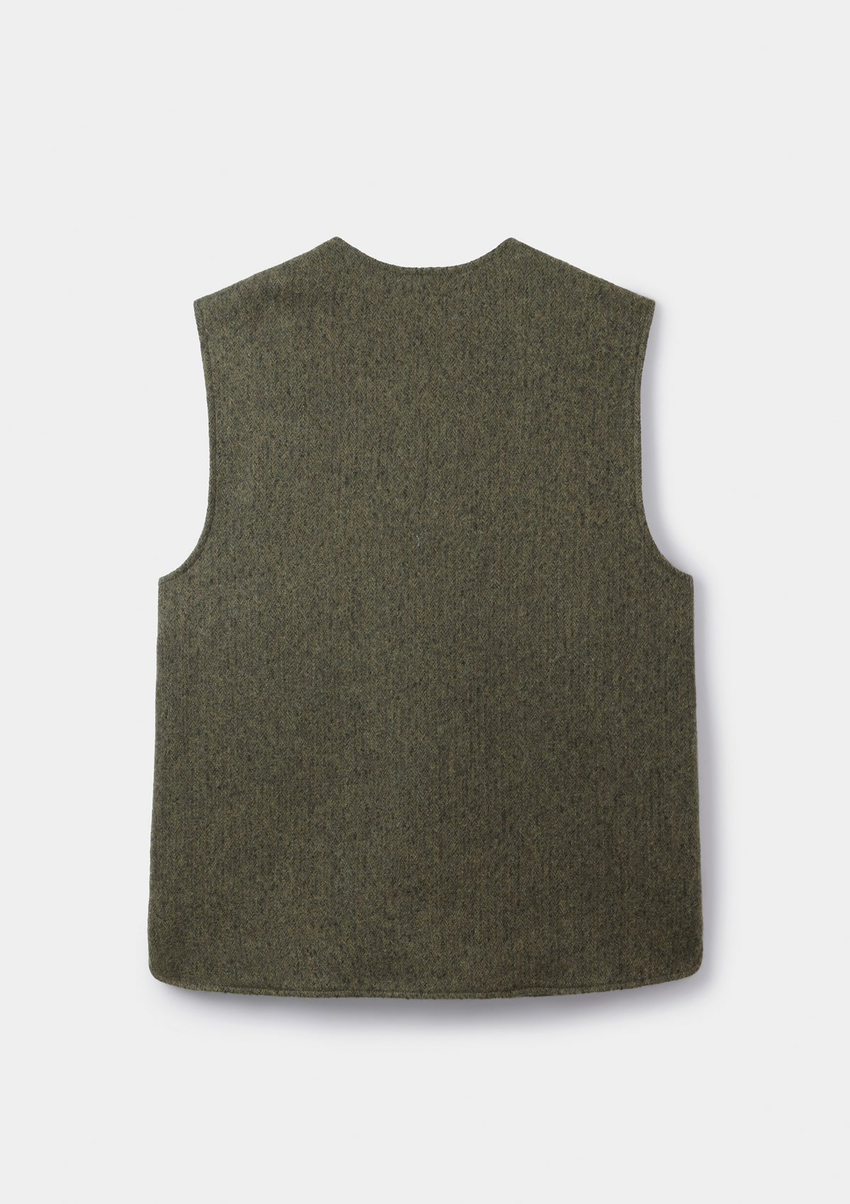 Green Brushed Herringbone Wool Gilet, Gilet - SIRPLUS