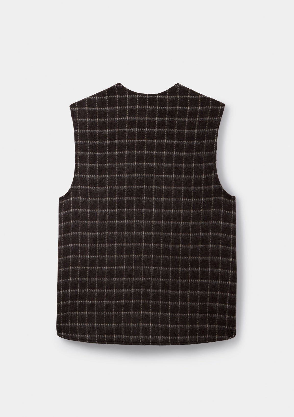 Brown Chalk Check Wool Gilet, Gilet - SIRPLUS