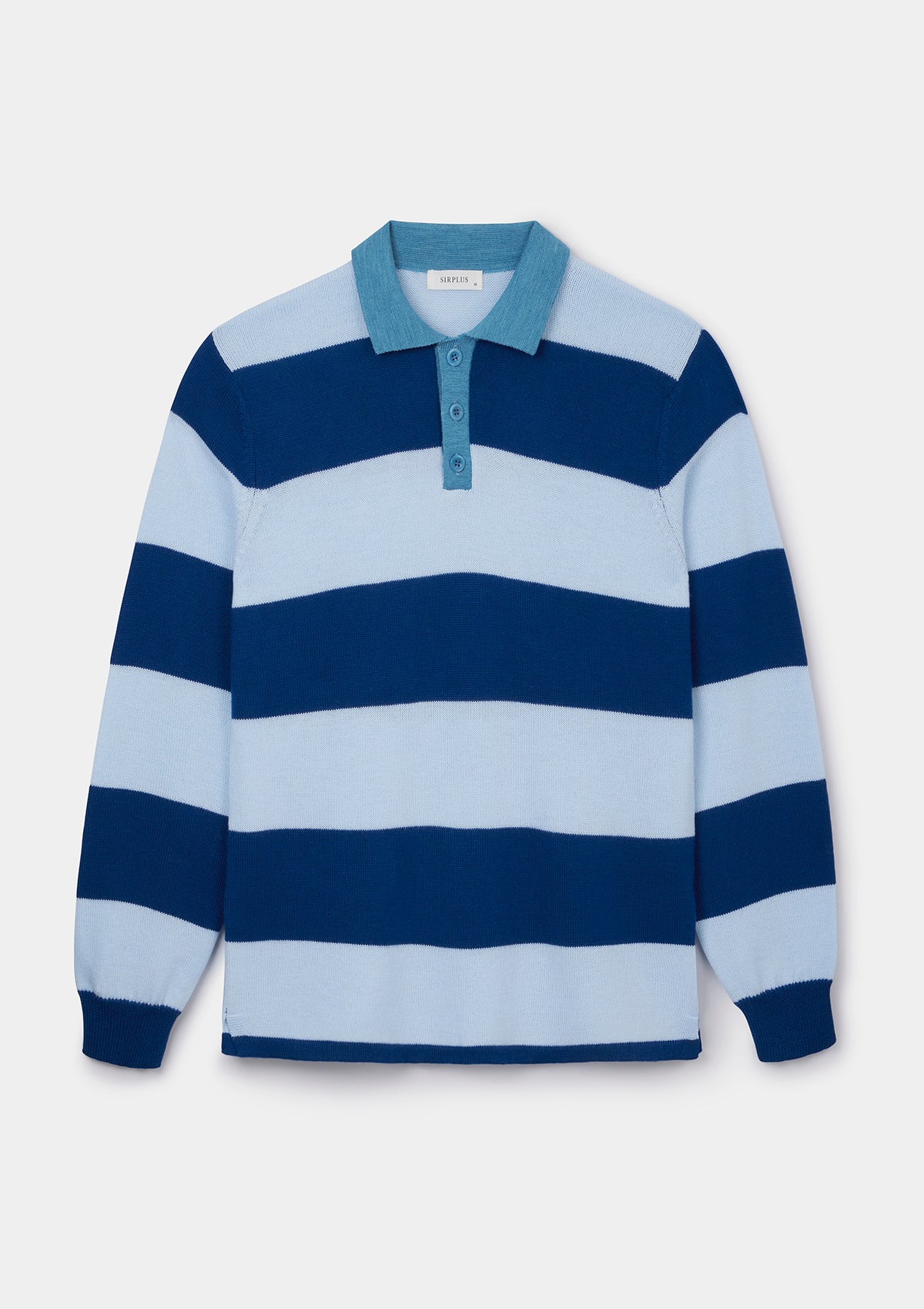 Navy & Blue Merino Knit Rugby Polo Shirt, Polo Shirt - SIRPLUS