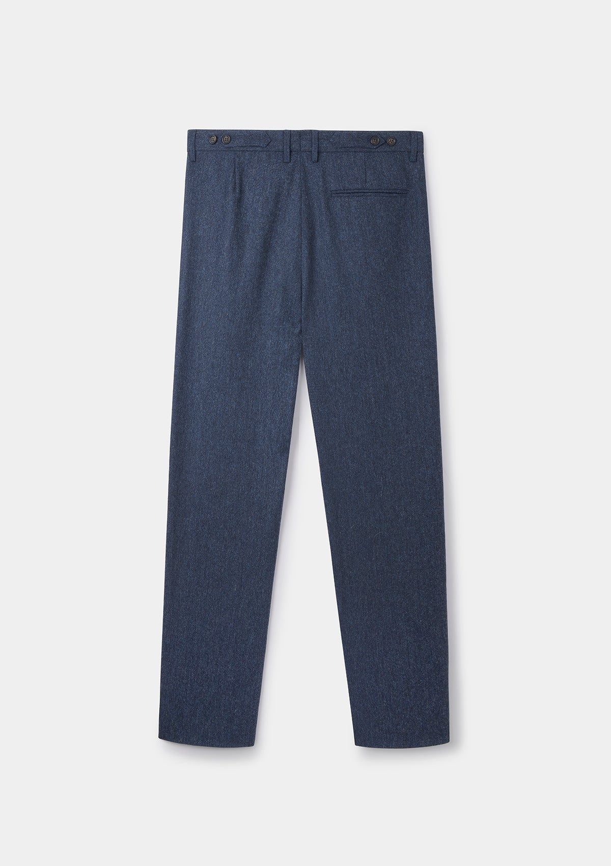 Dark Blue Wool Tweed Pleated Trousers