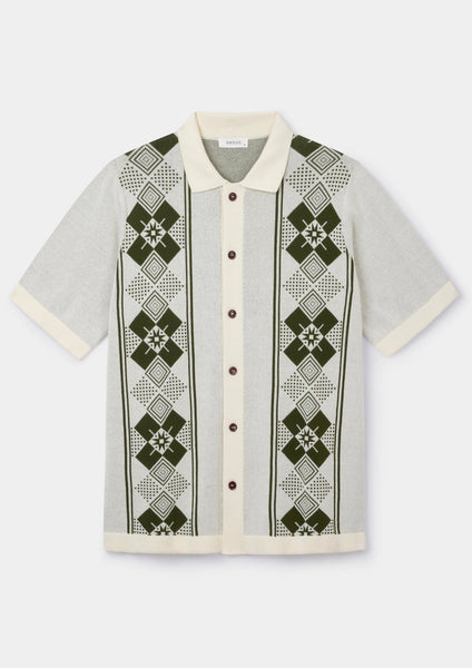Cactus Green Argyle Jacquard Polo | SIRPLUS