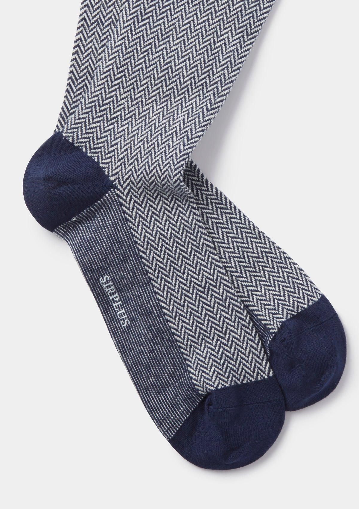 Navy Cotton Herringbone Socks, Socks - SIRPLUS