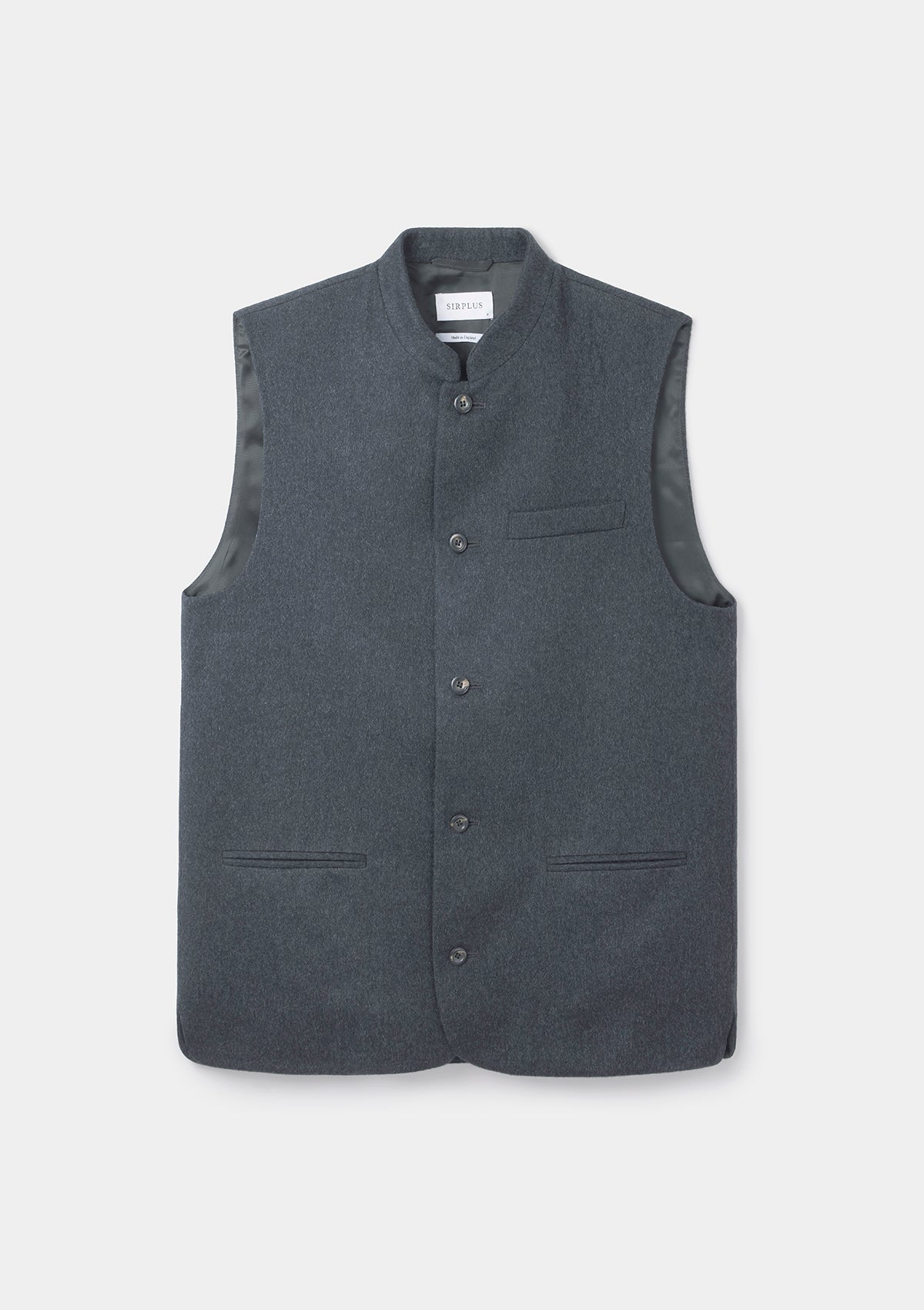 Charcoal Cashmere Nehru Waistcoat by SIRPLUS