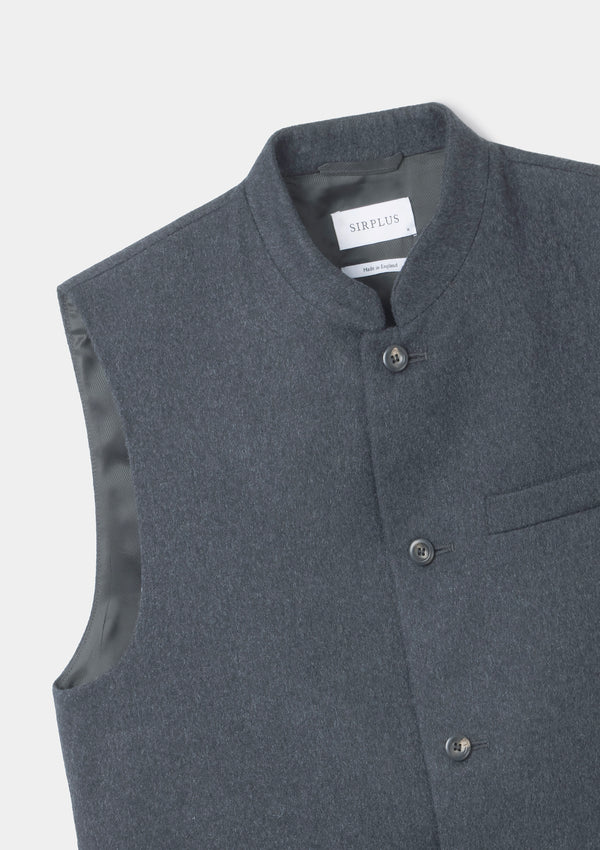 Charcoal Cashmere Nehru Waistcoat