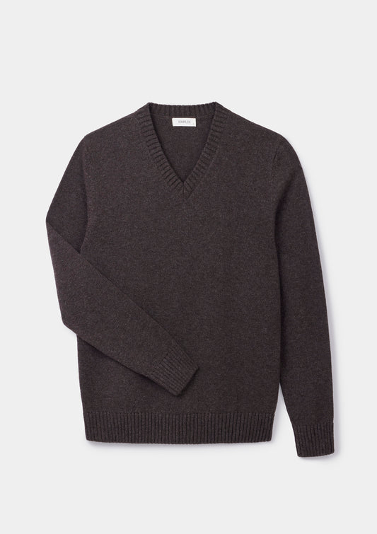 Cocoa Lambswool V-Neck Jumper