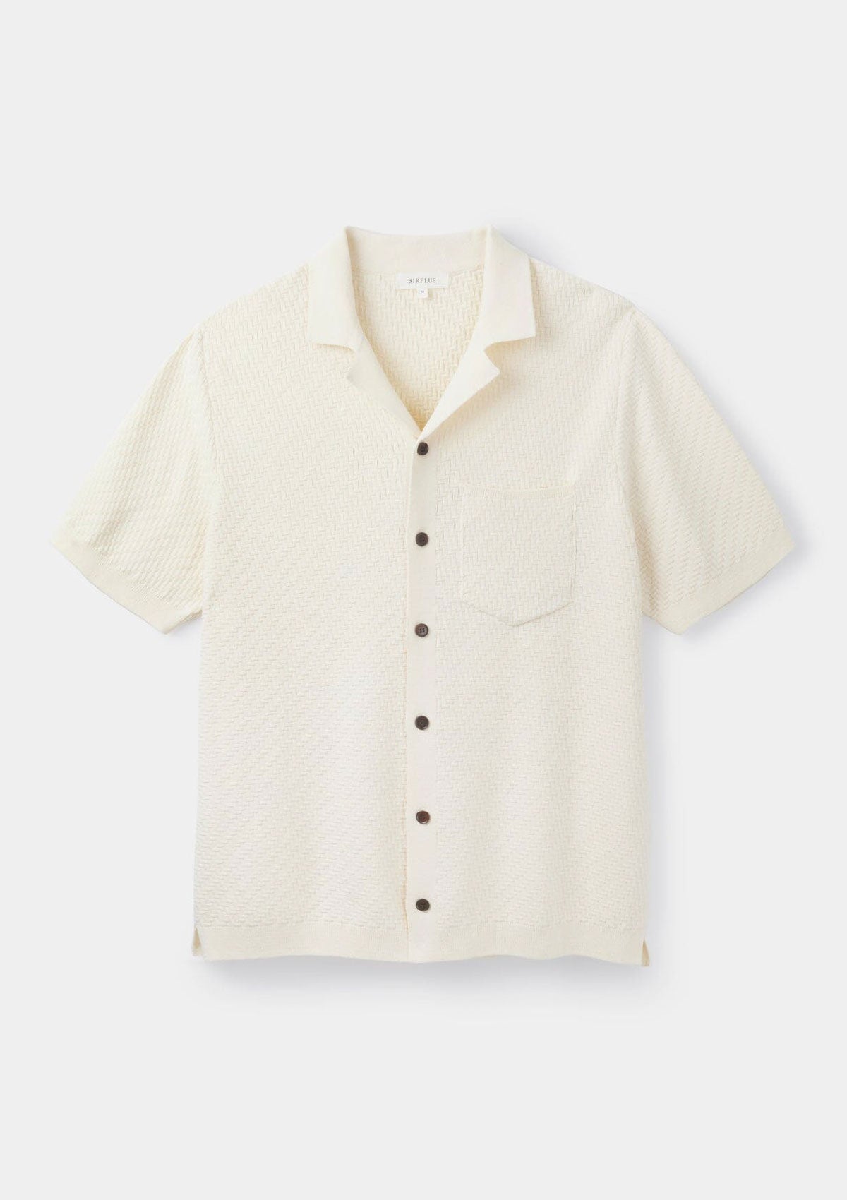 Cream Herringbone Knit Polo, Polo Shirts - SIRPLUS