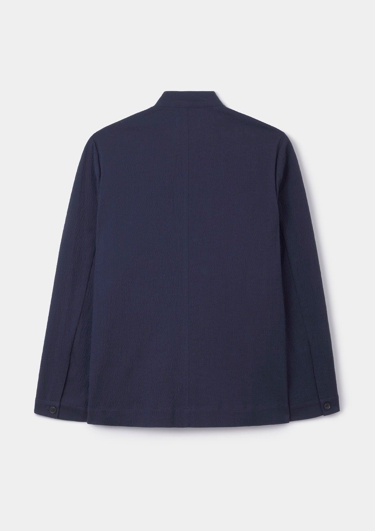 Dark Navy Seersucker Casual Nehru Jacket, Nehru Jacket - SIRPLUS