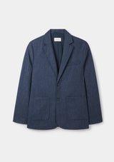 Dark Blue Tweed Blazer by SIRPLUS