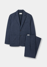 Dark Blue Wool Tweed Blazer