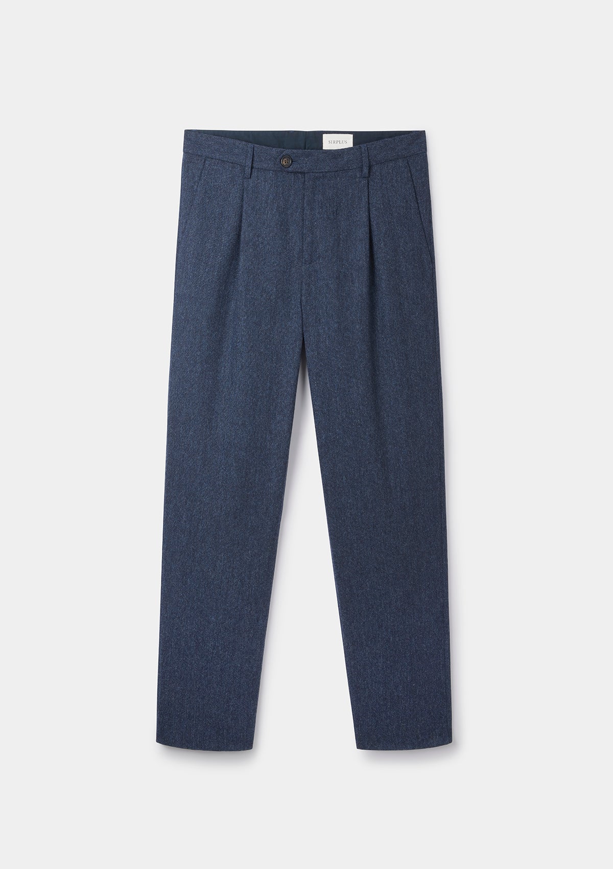 Dark Blue Wool Tweed Pleated Trousers by SIRPLUS