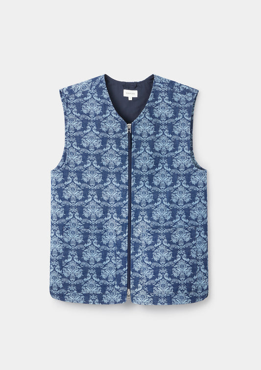 Denim Jacquard Cotton Gilet by SIRPLUS