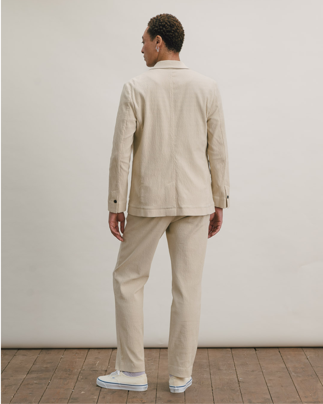 Ecru Seersucker Cotton Suit