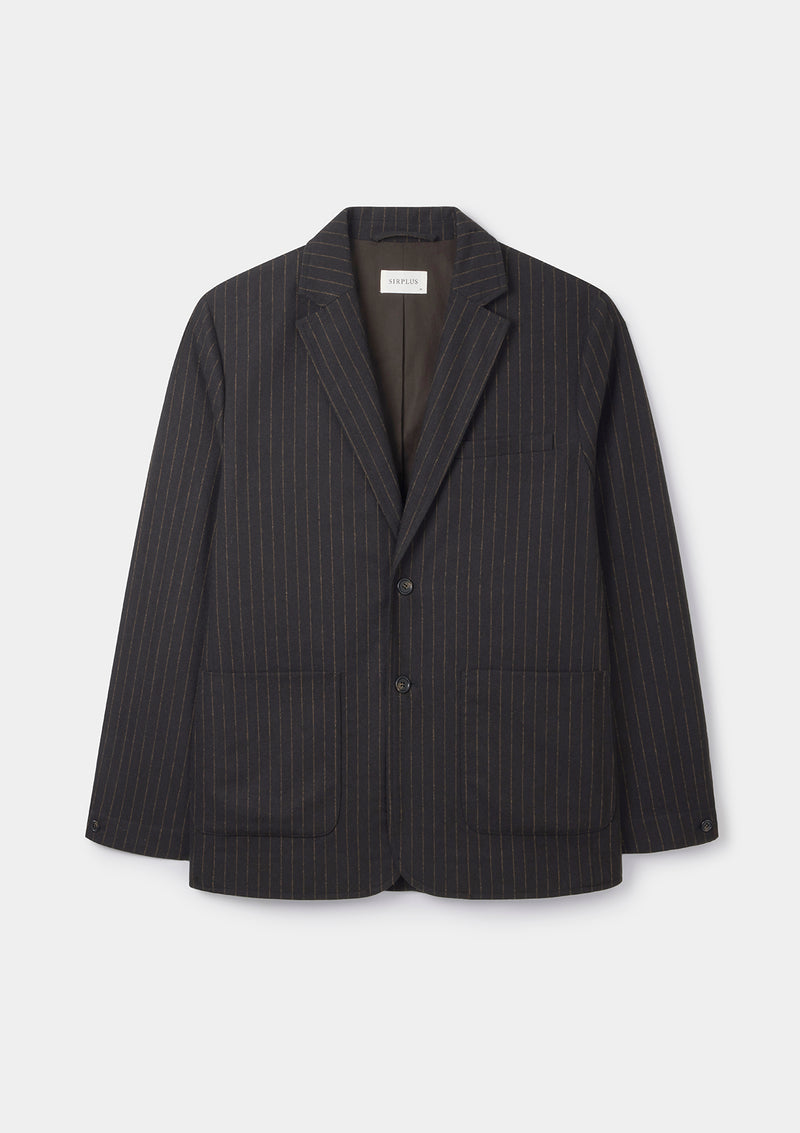 Espresso Chalk Stripe Wool Blazer by SIRPLUS