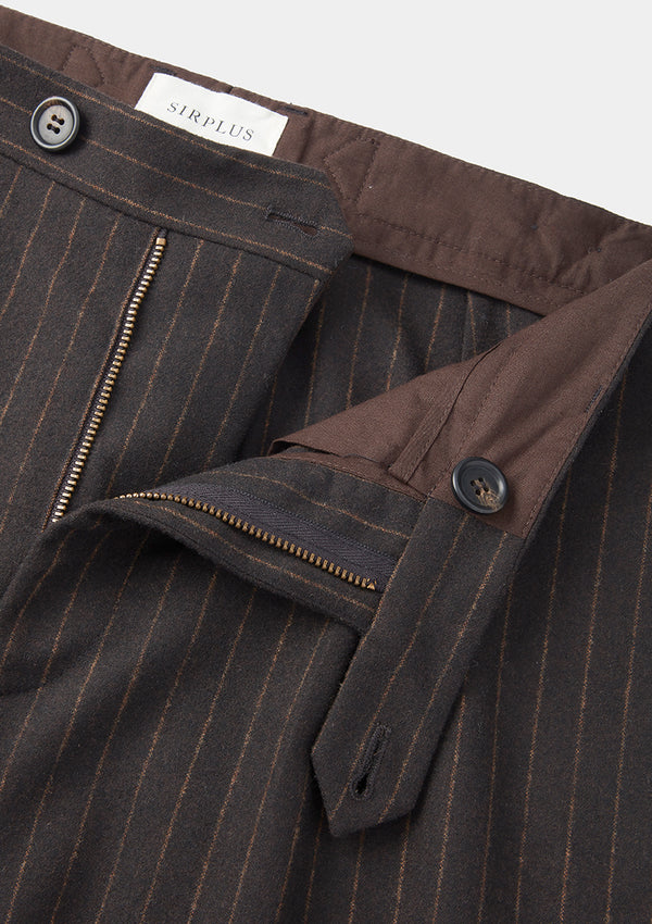 Espresso Chalk Stripe Pleated Trousers