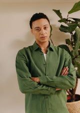 Fern Green Linen Collared Shirt