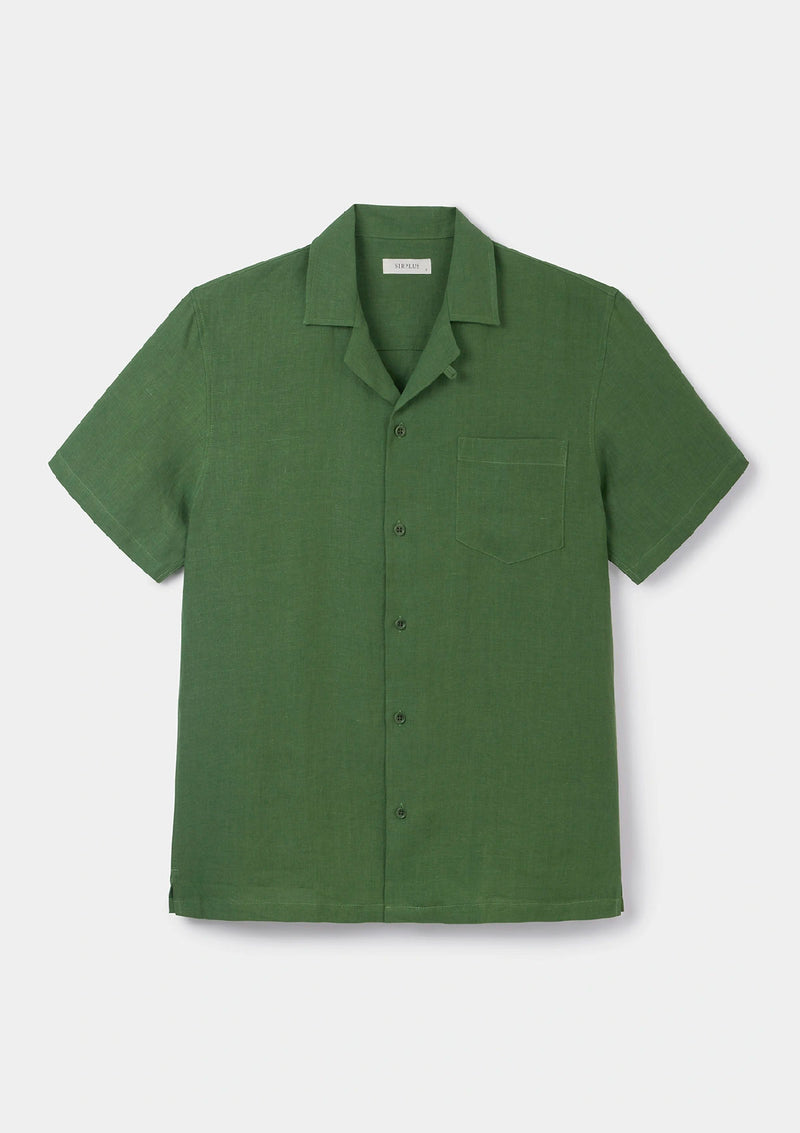 Fern Green Linen Cuban Shirt
