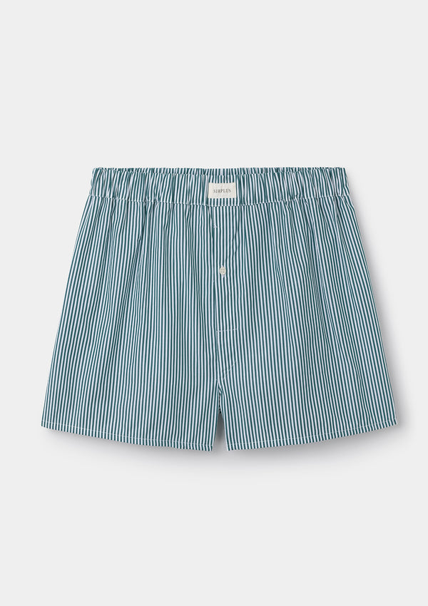 Forest Green Stripe Cotton Boxer Shorts by SIRPLUS