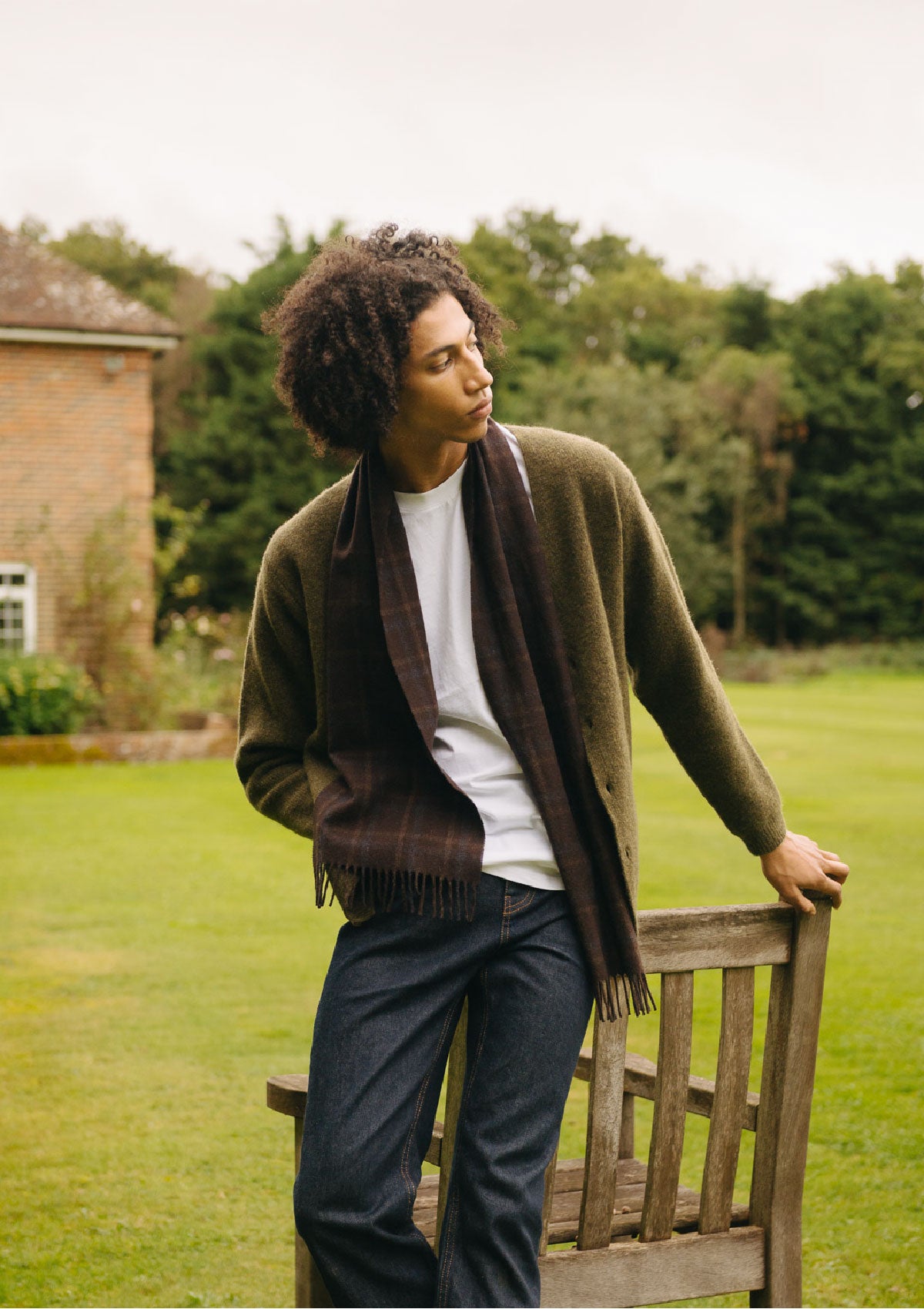 Green Brushed Wool Cashmere Cardigan, Knitwear - SIRPLUS