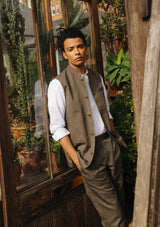 Green Cotton Linen Nehru Waistcoat, Nehru Waistcoats - SIRPLUS