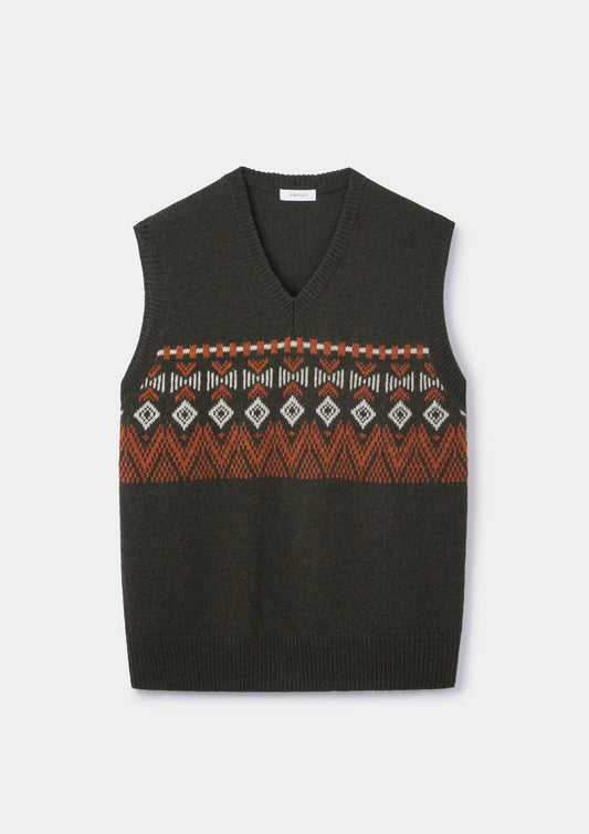 Green Icelandic Style Lambswool Vest, Knit Vest - SIRPLUS